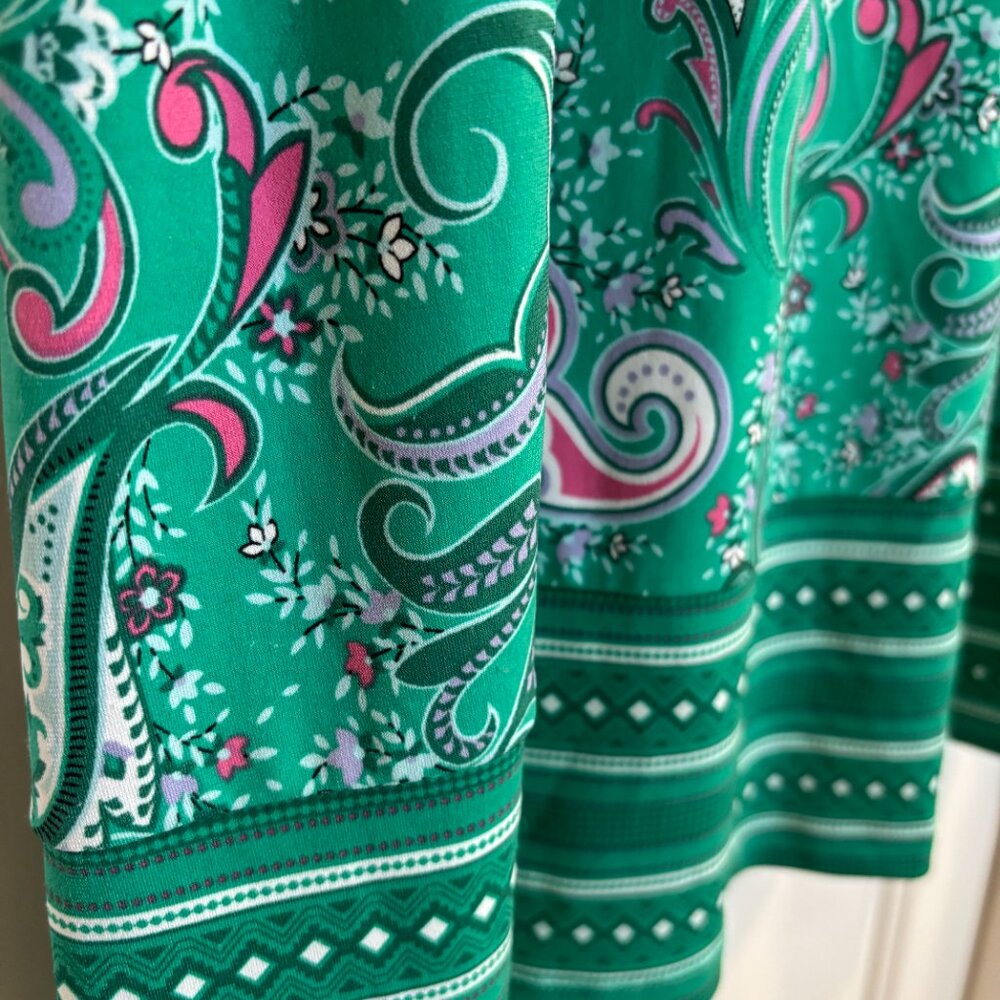 Magnolia Grace Green Paisley Sleeveless Dress Size Large - Picture 4 of 12